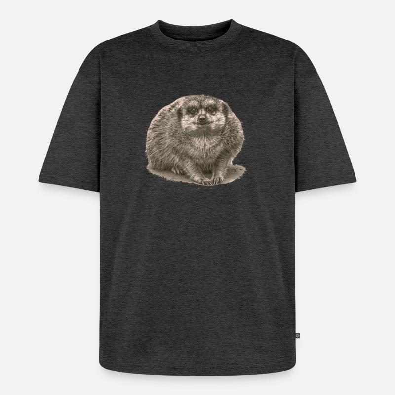 Erdmännchen sitzt im Sand - Unisex Premium Oversized Bio T-Shirt - Anthrazit meliert