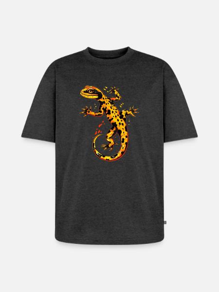 Salamander Molch Schwanzlurch Feuersalamander - Unisex Premium Oversized Bio T-Shirt - Anthrazit meliert