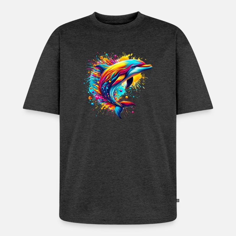 Delfin - Unisex Premium Oversized Bio T-Shirt - Anthrazit meliert