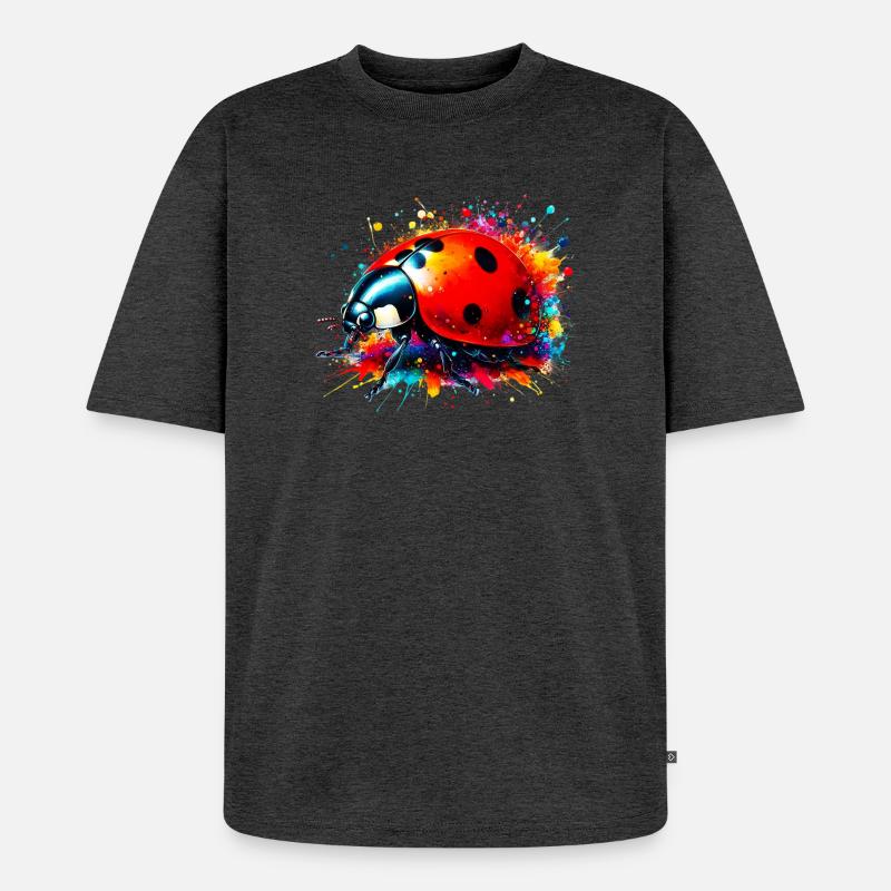Marienkäfer - Unisex Premium Oversized Bio T-Shirt - Anthrazit meliert