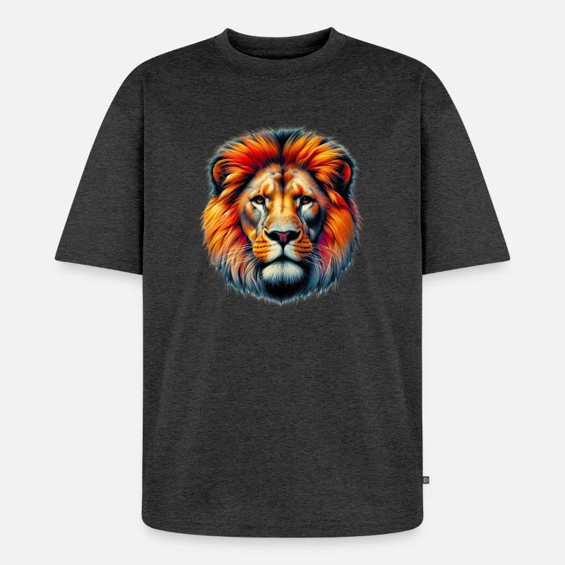 Löwe - Unisex Premium Oversized Bio T-Shirt - Anthrazit meliert