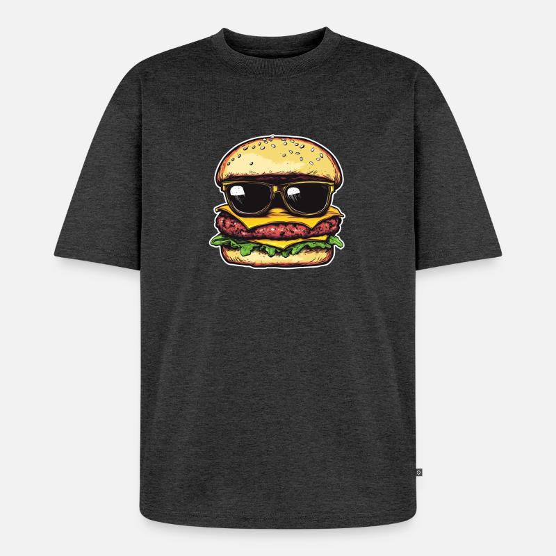 Burger mit Sonnenbrille – Pop Art - Unisex Premium Oversized Bio T-Shirt - Anthrazit meliert