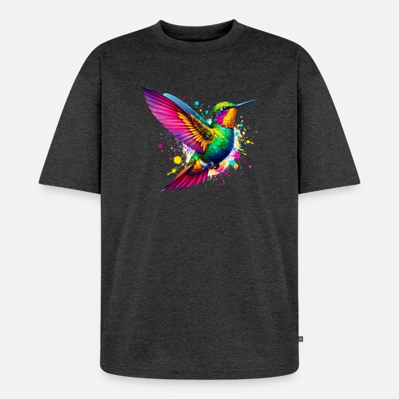 Kolibri - Unisex Premium Oversized Bio T-Shirt - Anthrazit meliert