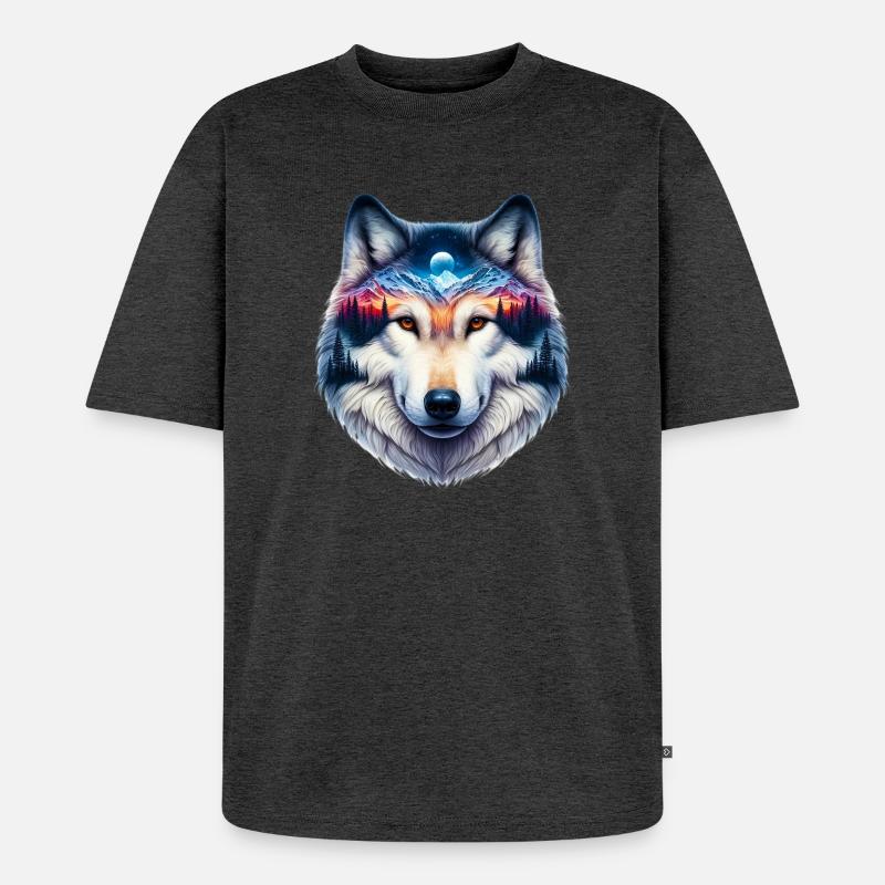 Wolf - Unisex Premium Oversized Organic T-Shirt - heather anthracite