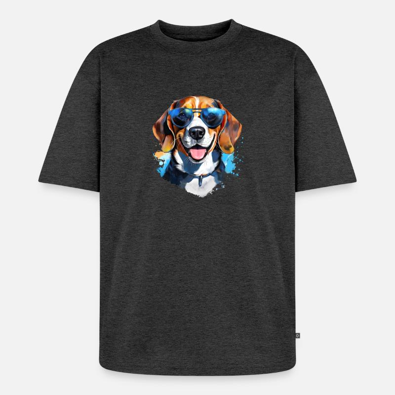 Beagle mit Sonnenbrille - Unisex Premium Oversized Bio T-Shirt - Anthrazit meliert
