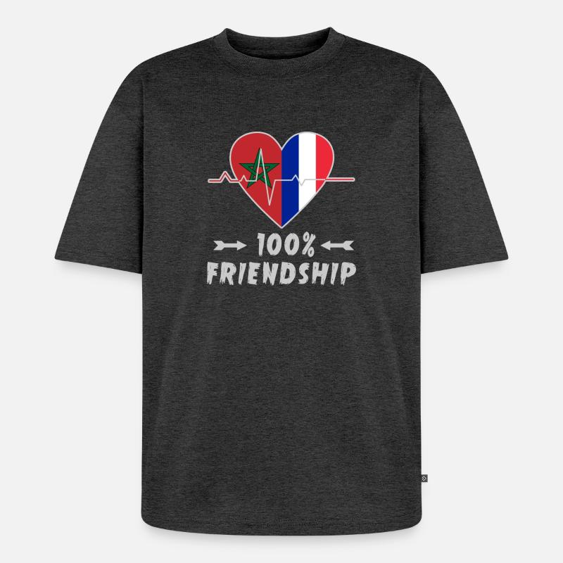 Marokko und Frankreich 100% Freundschaft - Unisex Premium Oversized Bio T-Shirt - Anthrazit meliert