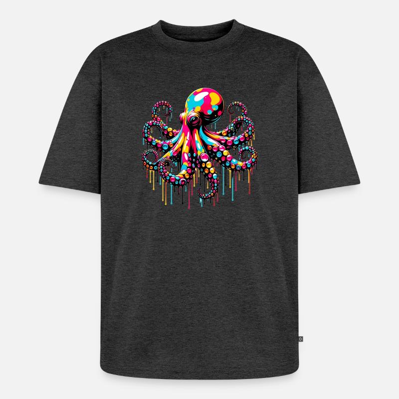 Pieuvre - T-shirt Premium bio oversize Unisexe - anthracite chiné