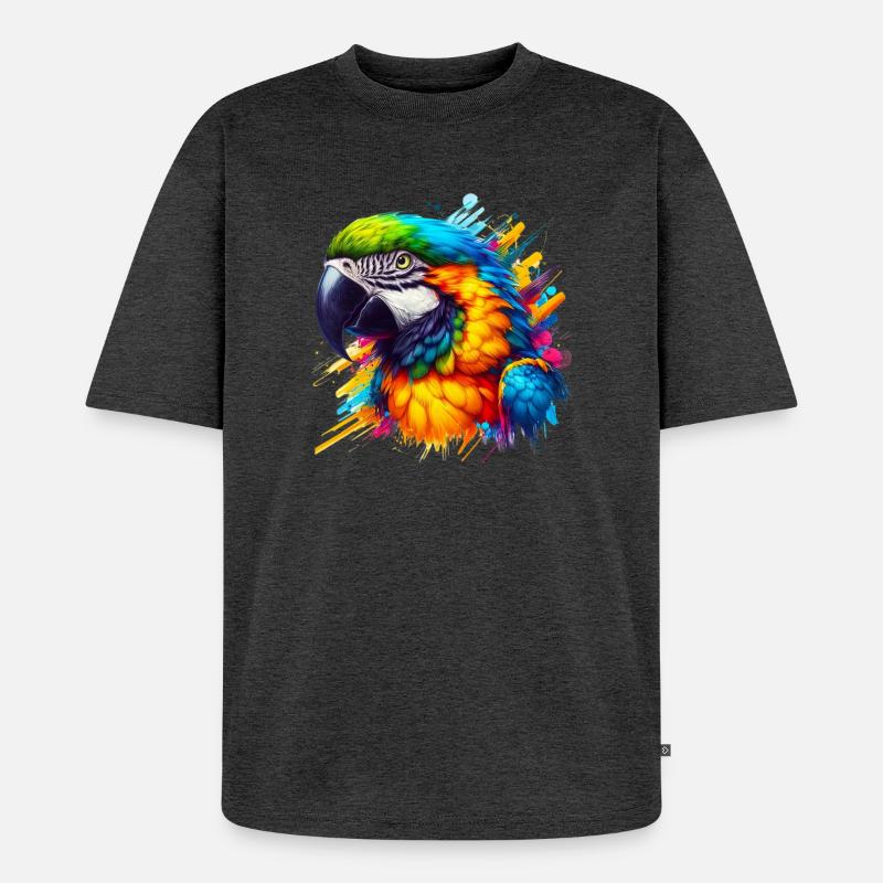 Papuga - Ekologiczna koszulka oversize unisex Premium - antracytowy melanż