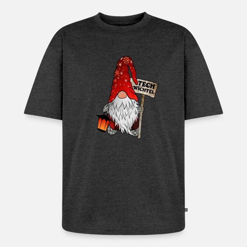 Tech Wichtel – IT Weihnachtsgnom - Unisex Premium Oversized Bio T-Shirt - Anthrazit meliert