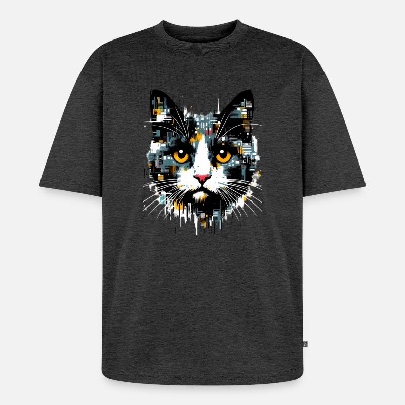 Katze - Unisex Premium Oversized Bio T-Shirt - Anthrazit meliert