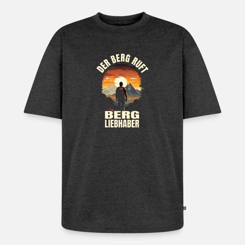 Der Berg ruft - Unisex Premium Oversized Bio T-Shirt - Anthrazit meliert