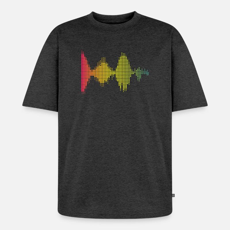 Colored Sound Waves Pattern - Unisex Premium Oversized Organic T-Shirt - heather anthracite