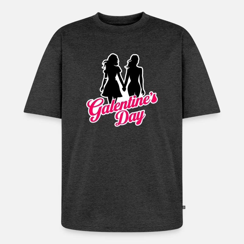 Galentine's Day 2026 Mädchen - Unisex Premium Oversized Bio T-Shirt - Anthrazit meliert