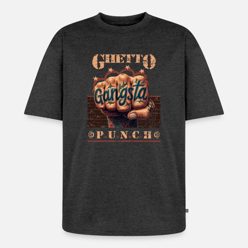 Ghetto Punch - Unisex Premium Oversized Bio T-Shirt - Anthrazit meliert