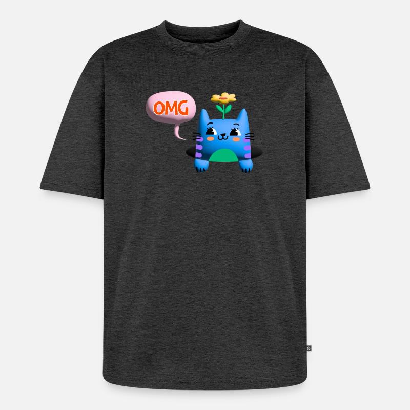 OMG Cat cute 3d bubble - Unisex Premium Oversized Bio T-Shirt - Anthrazit meliert