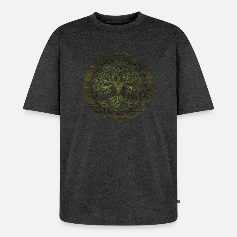 Yggdrasil Baum des Lebens - Unisex Premium Oversized Bio T-Shirt - Anthrazit meliert