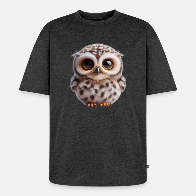 Süße Eule - Unisex Premium Oversized Bio T-Shirt - Anthrazit meliert