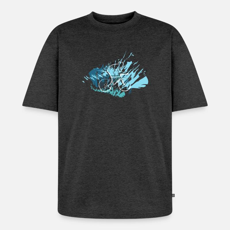 Rickel's Design: Biker  Style 26 - Unisex Premium Oversized Bio T-Shirt - Anthrazit meliert