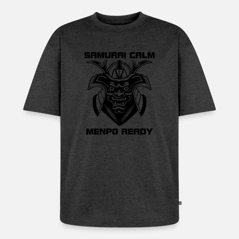 Samurai Calm – Menpo bereit - Unisex Premium Oversized Bio T-Shirt - Anthrazit meliert