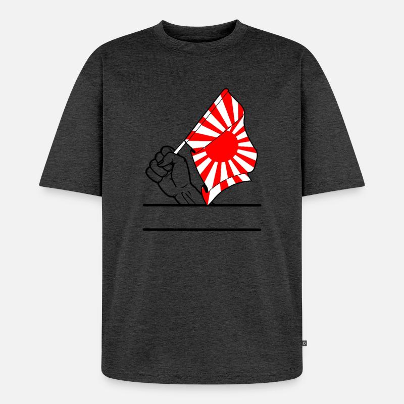 Faust mit aufgehender Sonne Flagge 2 - Unisex Premium Oversized Bio T-Shirt - Anthrazit meliert