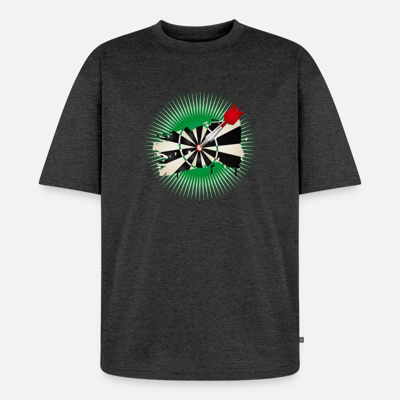 Dartscheibe im Graffiti-Stil mit Treffer - Unisex Premium Oversized Bio T-Shirt - Anthrazit meliert