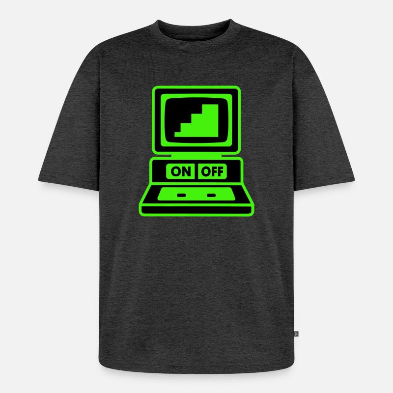 Computer Minimal Pop-Art - Unisex Premium Oversized Bio T-Shirt - Anthrazit meliert