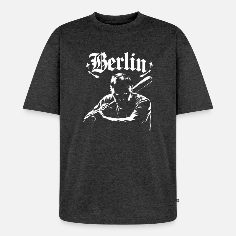 Berlin graphics with shadow effect - Unisex Premium Oversized Organic T-Shirt - heather anthracite