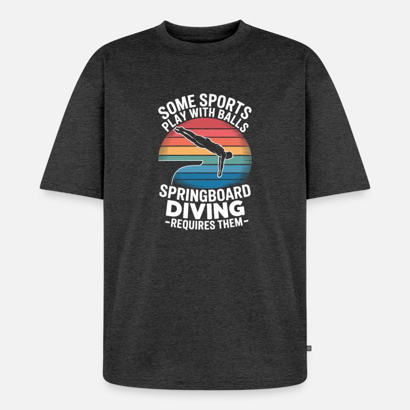 Kunstspringen Turmspringer Sprungbrett - Unisex Premium Oversized Bio T-Shirt - Anthrazit meliert