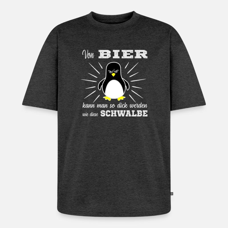 Bier Pinguin - Unisex Premium Oversized Bio T-Shirt - Anthrazit meliert