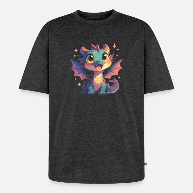 Drachen Drache - Unisex Premium Oversized Bio T-Shirt - Anthrazit meliert