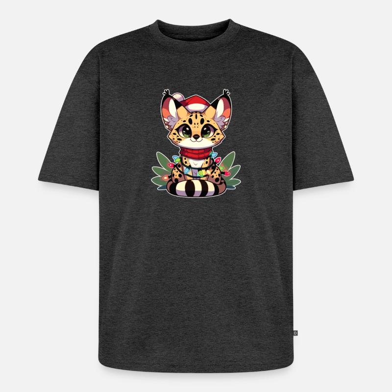 Fées de Noël Chat de Serval - T-shirt Premium bio oversize Unisexe - anthracite chiné