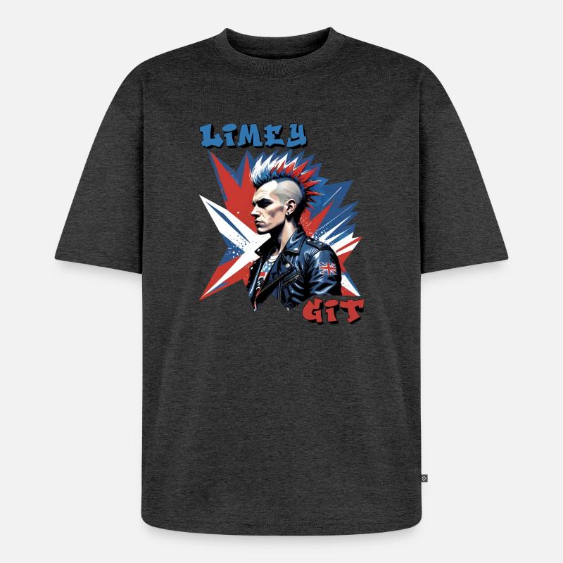 Limey Git Grafik im britischen Punk-Stil - Unisex Premium Oversized Bio T-Shirt - Anthrazit meliert
