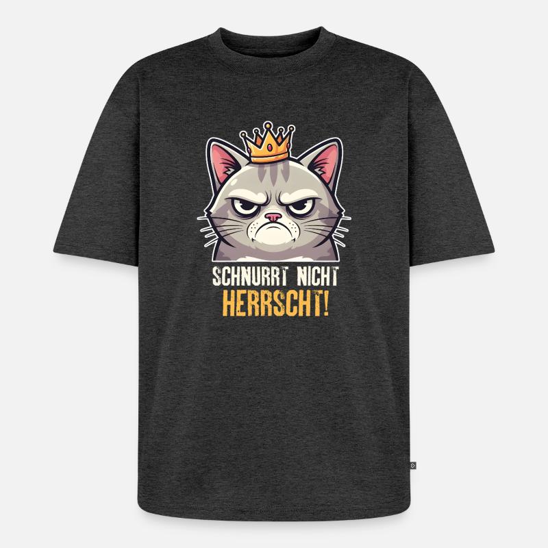 Grumpy Katze Herrscher Design - Unisex Premium Oversized Organic T-Shirt - heather anthracite