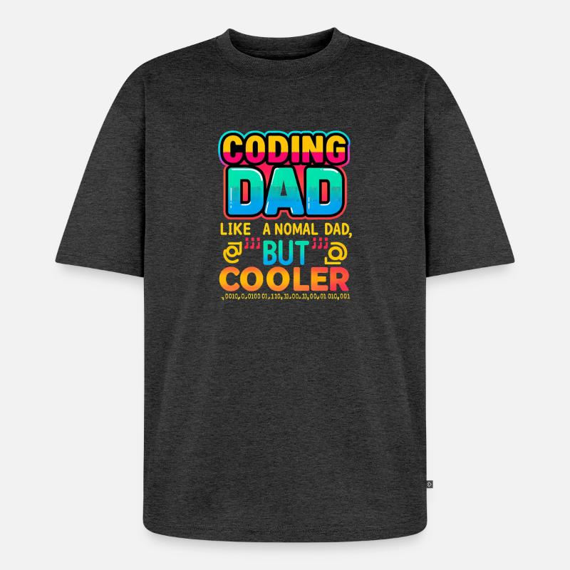 Programmieren Papa Cooler, Programmierer - Unisex Premium Oversized Bio T-Shirt - Anthrazit meliert