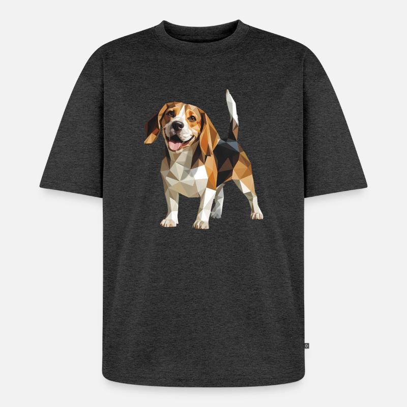 Beagle - Cool Low Poly Logo - T-shirt Premium bio oversize Unisexe - anthracite chiné