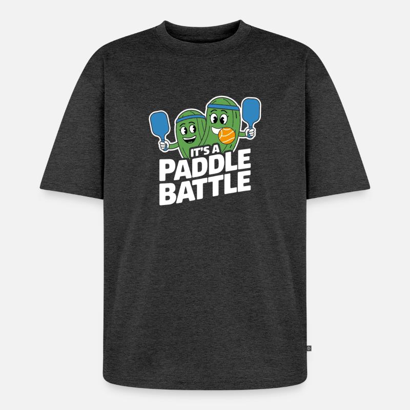 Paddleball Pickleball Geschenk Paddle Battle - Unisex Premium Oversized Bio T-Shirt - Anthrazit meliert