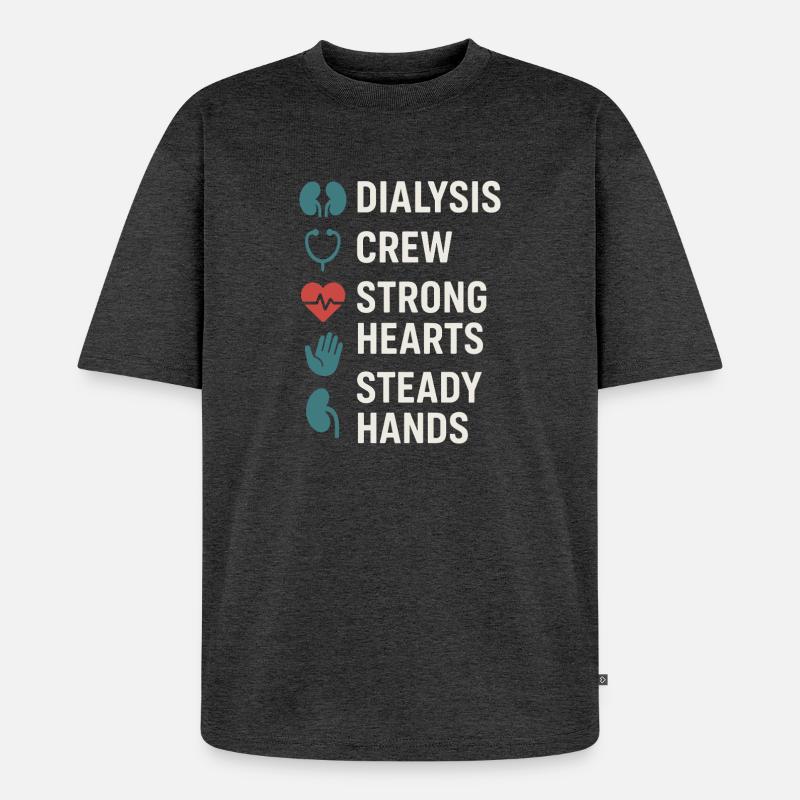 Dialyse Schwester Tech Nierenpflege Nephrologie - Unisex Premium Oversized Bio T-Shirt - Anthrazit meliert
