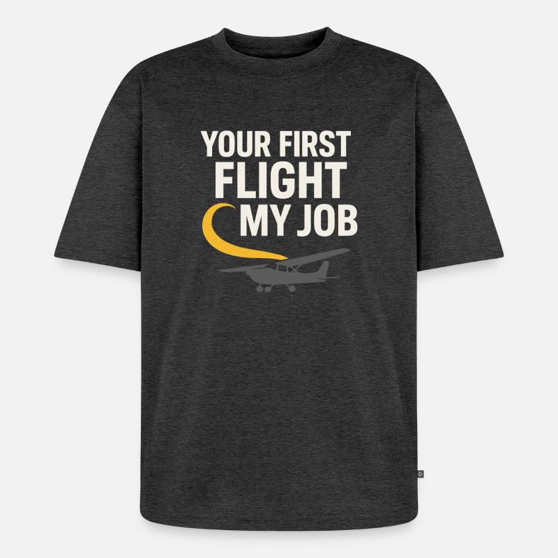 Fluglehrer Cfi Pilot Luftfahrtlehrer - Unisex Premium Oversized Bio T-Shirt - Anthrazit meliert