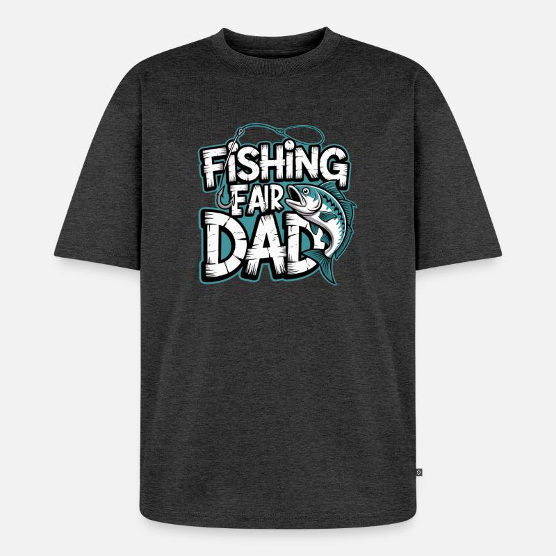 Fischfang Papa Comic Tee - Unisex Premium Oversized Bio T-Shirt - Anthrazit meliert