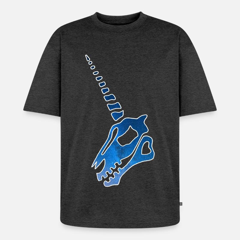 Einhornschädel und Sternenhimmel - Unisex Premium Oversized Bio T-Shirt - Anthrazit meliert