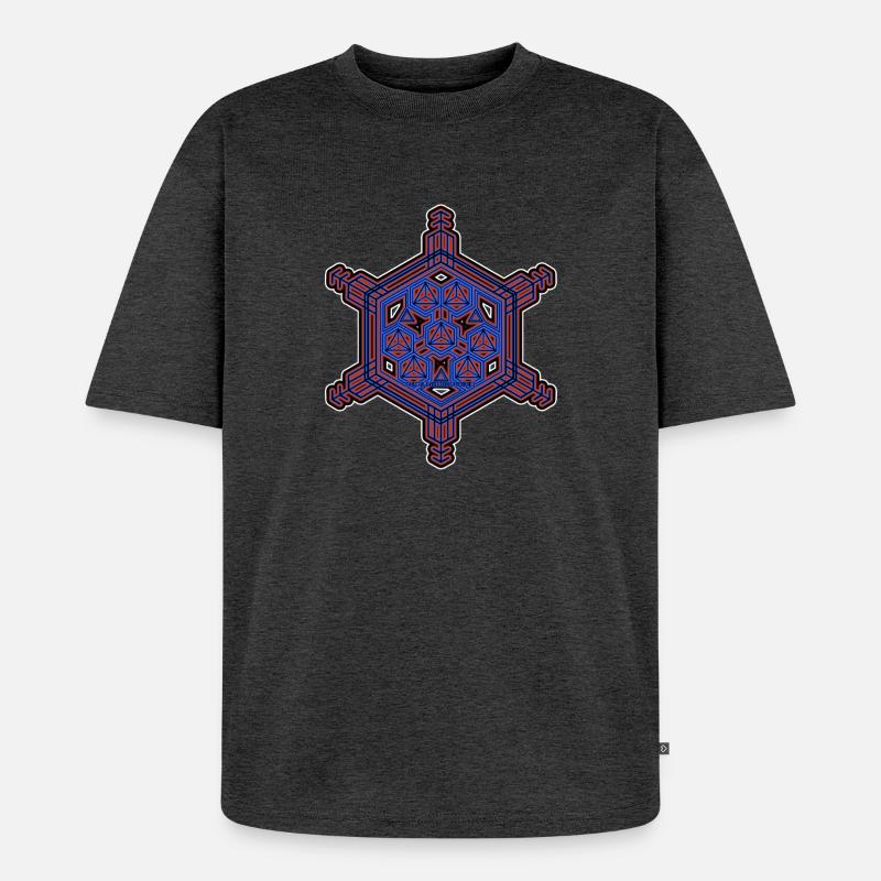 Fraktal Evolution Experience Stern Hexagon Muster - Unisex Premium Oversized Bio T-Shirt - Anthrazit meliert