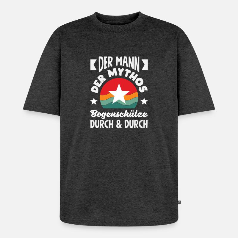 Bogenschießen Bogenschütze Geschenk - Unisex Premium Oversized Bio T-Shirt - Anthrazit meliert
