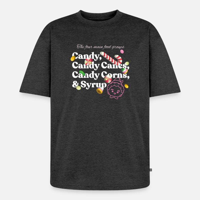 Buddy Der Weihnachtself Candy Design - Unisex Premium Oversized Bio T-Shirt - Anthrazit meliert