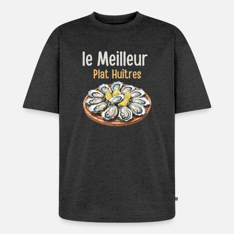Die beste Austernplatte - Unisex Premium Oversized Bio T-Shirt - Anthrazit meliert