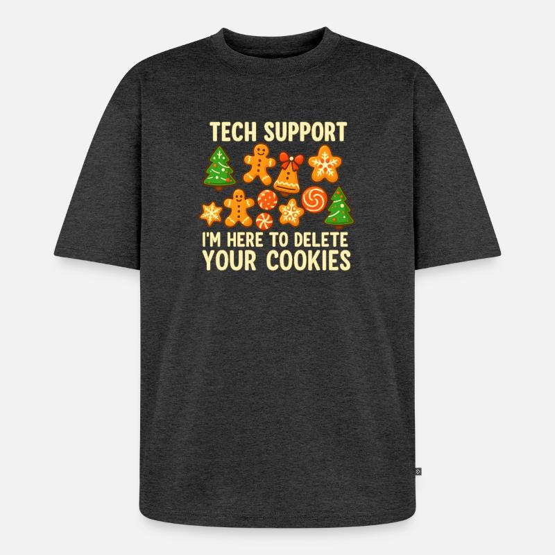 Support technique Cookie Noël Mème - T-shirt Premium bio oversize Unisexe - anthracite chiné