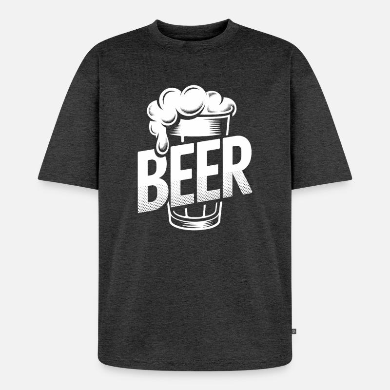 Bier – Cool Beer Logo - Unisex Premium Oversized Bio T-Shirt - Anthrazit meliert