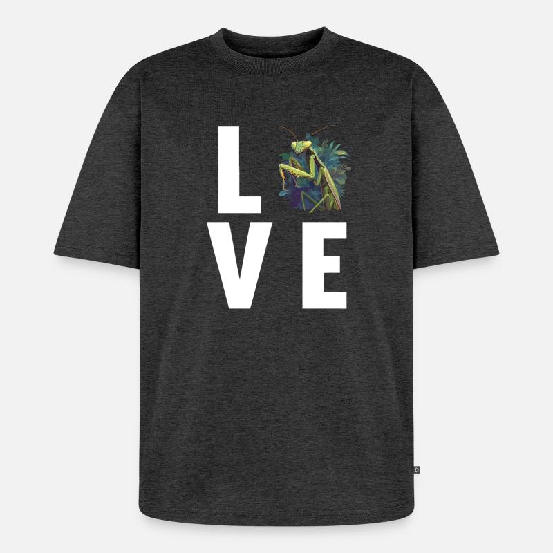 Gottesanbeterinnen Gottesanbeterin - Unisex Premium Oversized Bio T-Shirt - Anthrazit meliert