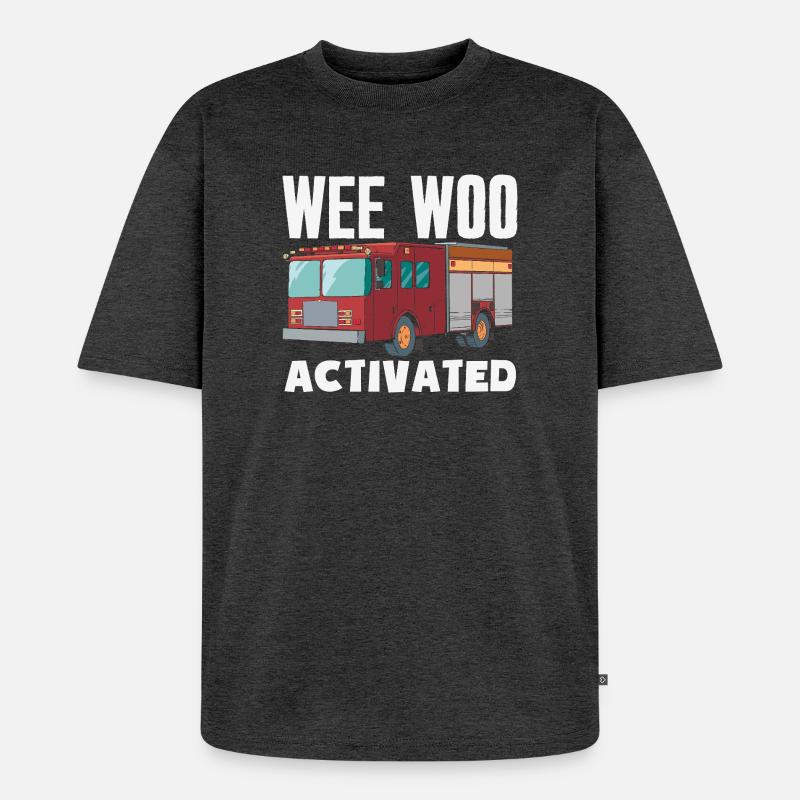 Wee Woo Squad Fire Tiny Feuerwehrmann - Unisex Premium Oversized Bio T-Shirt - Anthrazit meliert