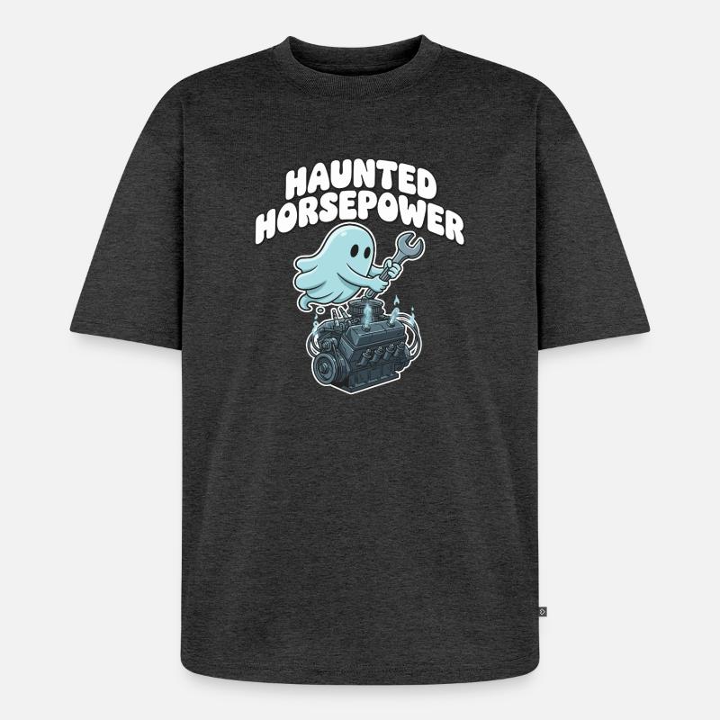 Ghost Engine Haunting Engine Cartoon - Unisex Premium Oversized Organic T-Shirt - heather anthracite