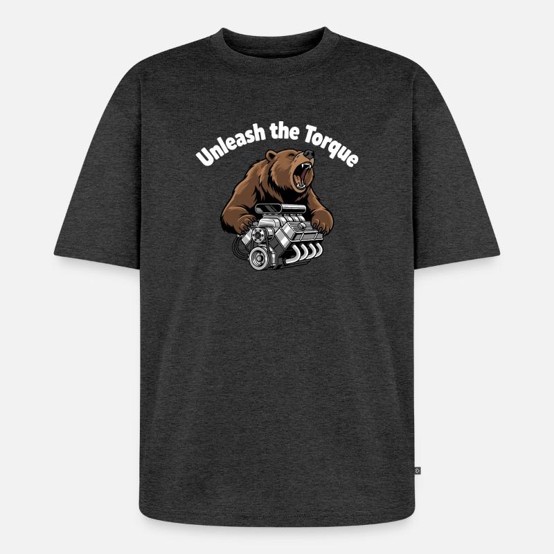 Bear Torque: Bear powers V8 - Unisex Premium Oversized Organic T-Shirt - heather anthracite